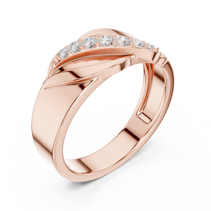 0.14ct Men's Sculptural Diagonal Wave Diamond Band in Yellow Gold