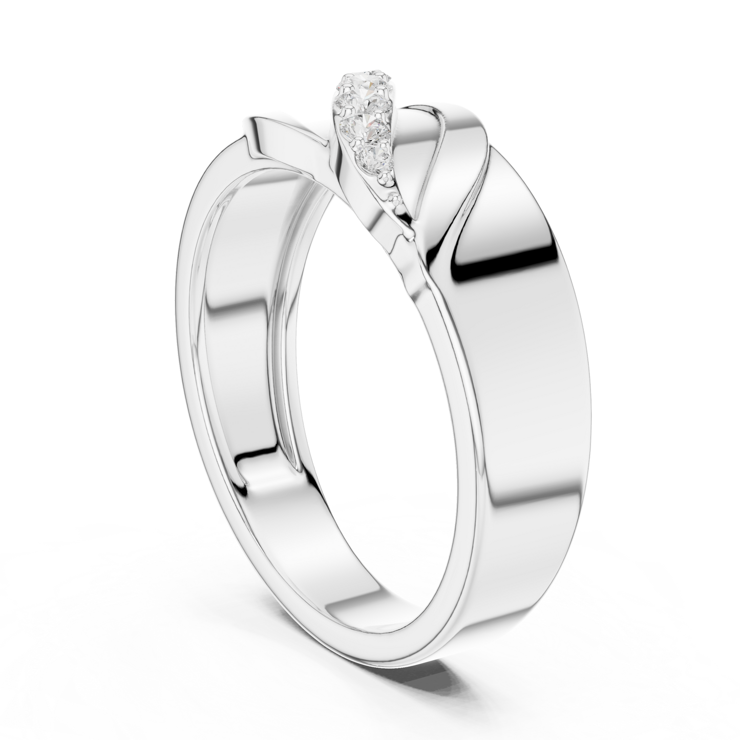 0.14ct Men's Sculptural Diagonal Wave Diamond Band in Yellow Gold