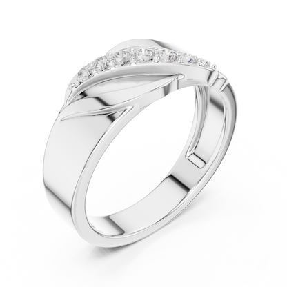0.14ct Men's Sculptural Diagonal Wave Diamond Band in Yellow Gold