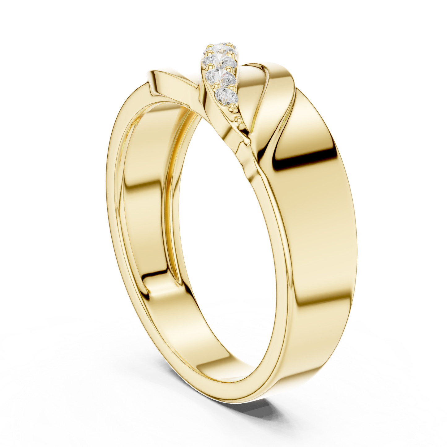 0.14ct Men's Sculptural Diagonal Wave Diamond Band in Yellow Gold