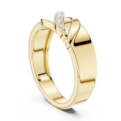 0.14ct Men's Sculptural Diagonal Wave Diamond Band in Yellow Gold