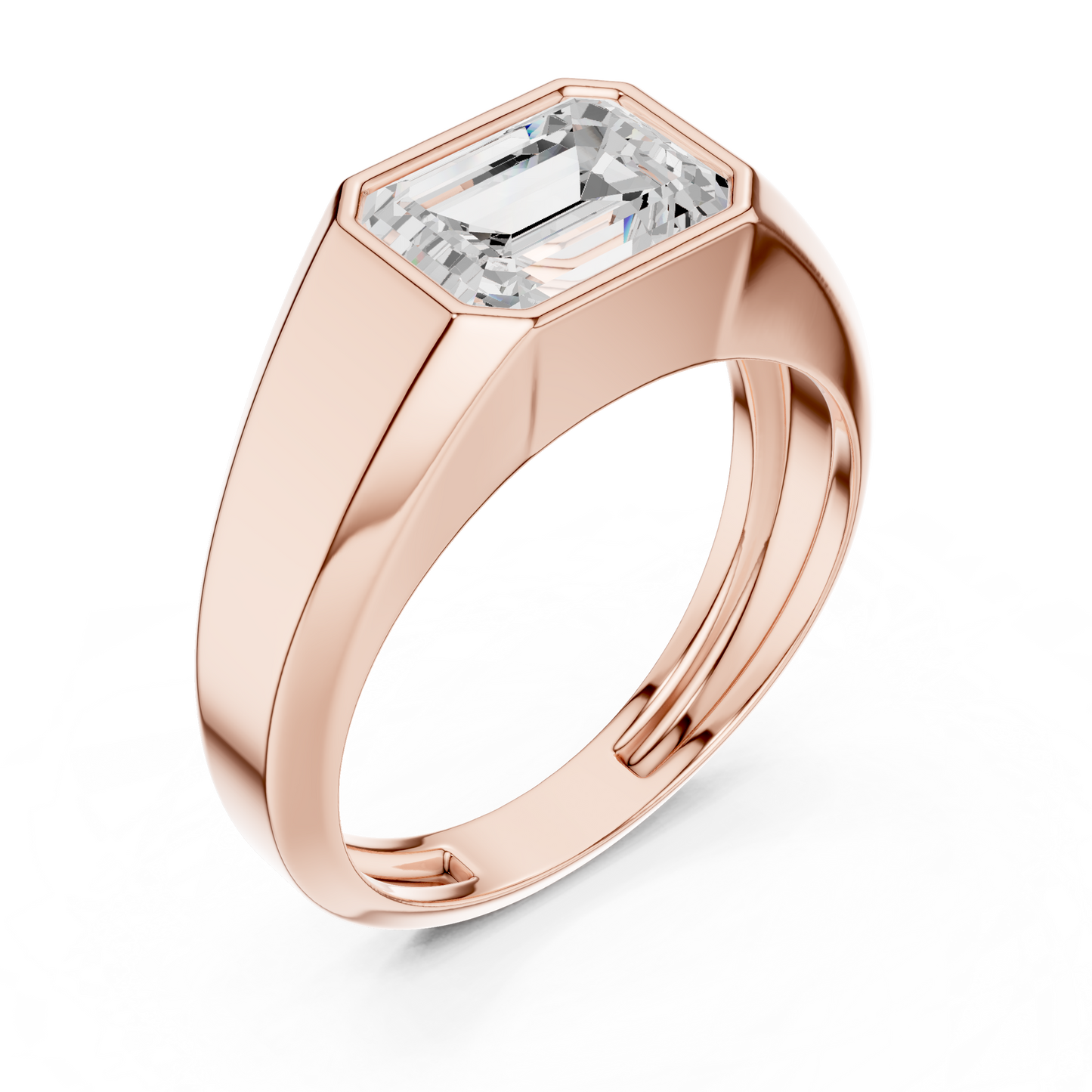 1.8ct Men's Emerald-Cut Diamond Signet Ring in Yellow Gold