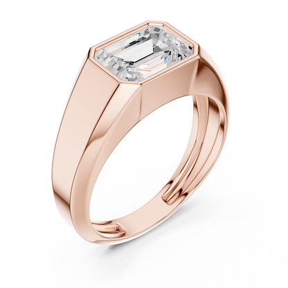 1.8ct Men's Emerald-Cut Diamond Signet Ring in Yellow Gold