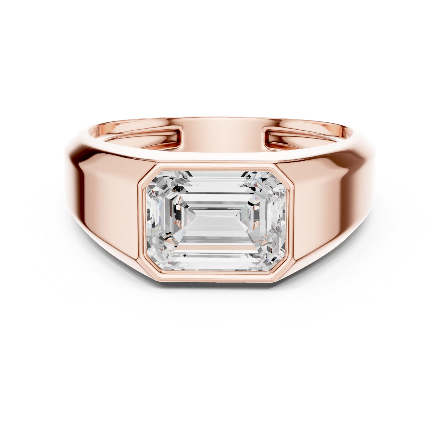 1.8ct Men's Emerald-Cut Diamond Signet Ring in Yellow Gold
