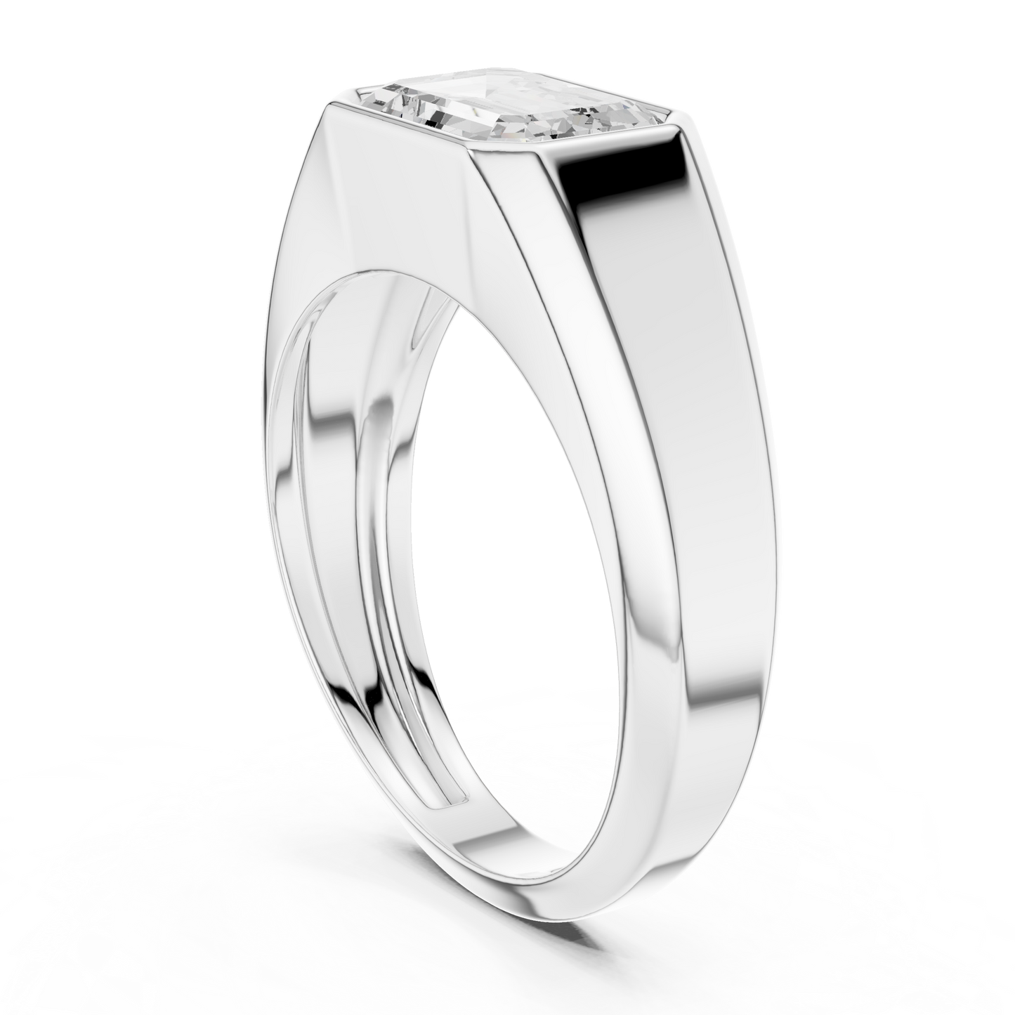 1.8ct Men's Emerald-Cut Diamond Signet Ring in Yellow Gold