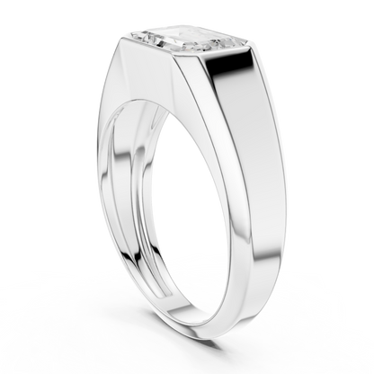 1.8ct Men's Emerald-Cut Diamond Signet Ring in Yellow Gold