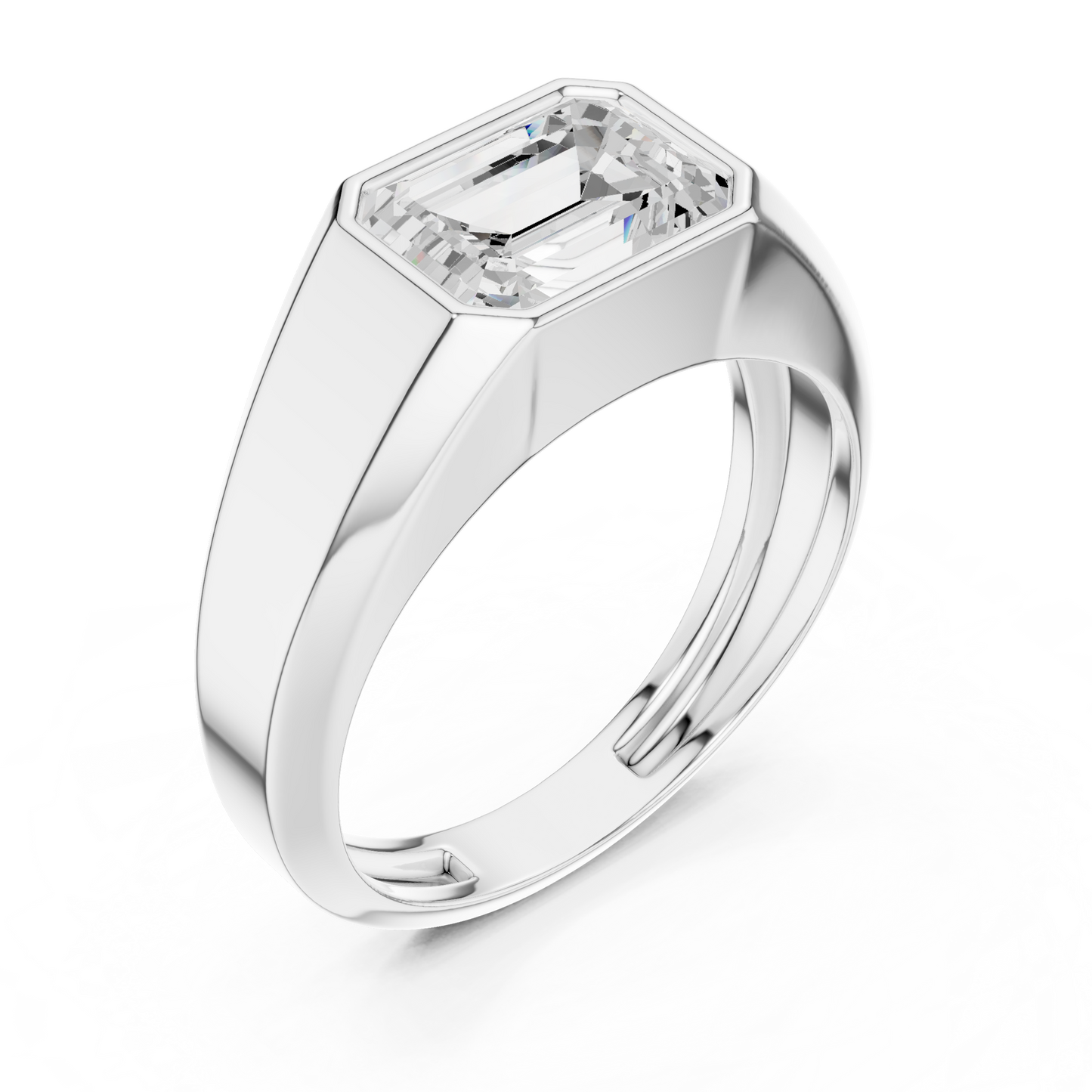 1.8ct Men's Emerald-Cut Diamond Signet Ring in Yellow Gold