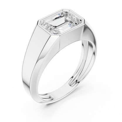 1.8ct Men's Emerald-Cut Diamond Signet Ring in Yellow Gold