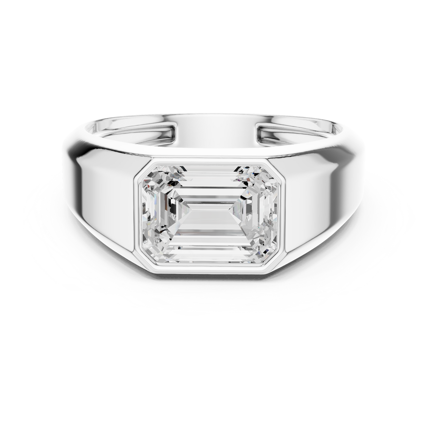 1.8ct Men's Emerald-Cut Diamond Signet Ring in Yellow Gold