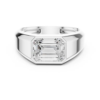 1.8ct Men's Emerald-Cut Diamond Signet Ring in Yellow Gold