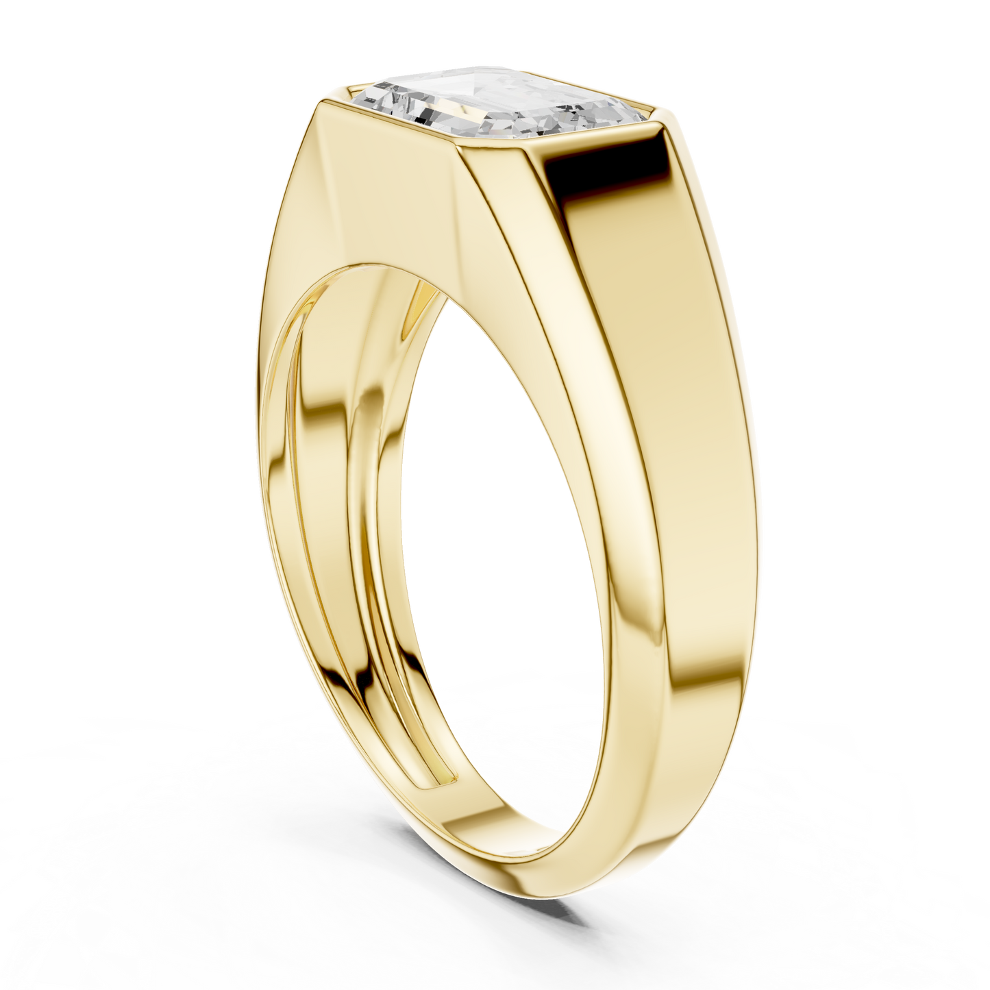 1.8ct Men's Emerald-Cut Diamond Signet Ring in Yellow Gold