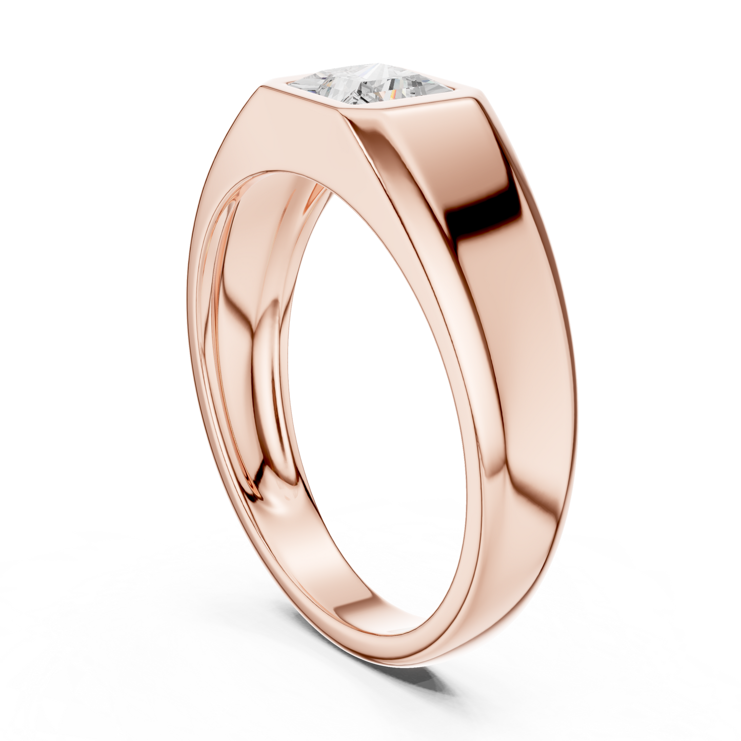 0.5ct Elegant Men's Princess-Cut Diamond Signet Ring in Yellow Gold