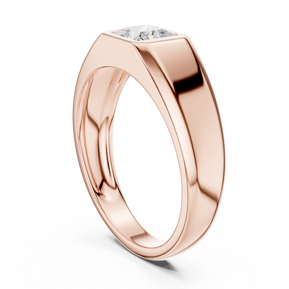 0.5ct Elegant Men's Princess-Cut Diamond Signet Ring in Yellow Gold