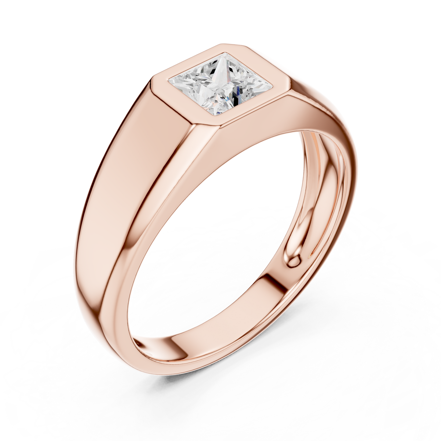 0.5ct Elegant Men's Princess-Cut Diamond Signet Ring in Yellow Gold