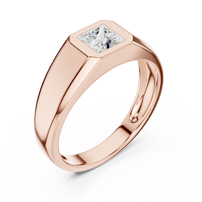 0.5ct Elegant Men's Princess-Cut Diamond Signet Ring in Yellow Gold