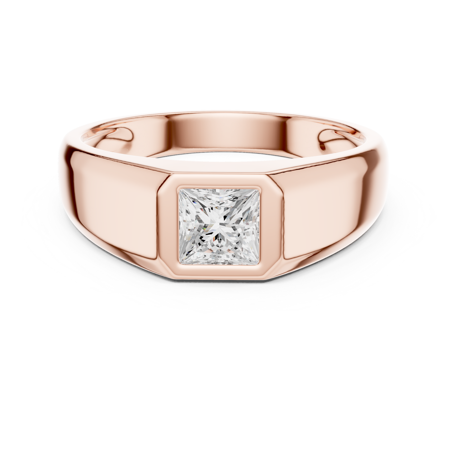 0.5ct Elegant Men's Princess-Cut Diamond Signet Ring in Yellow Gold