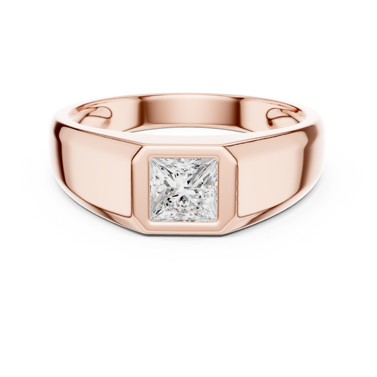0.5ct Elegant Men's Princess-Cut Diamond Signet Ring in Yellow Gold