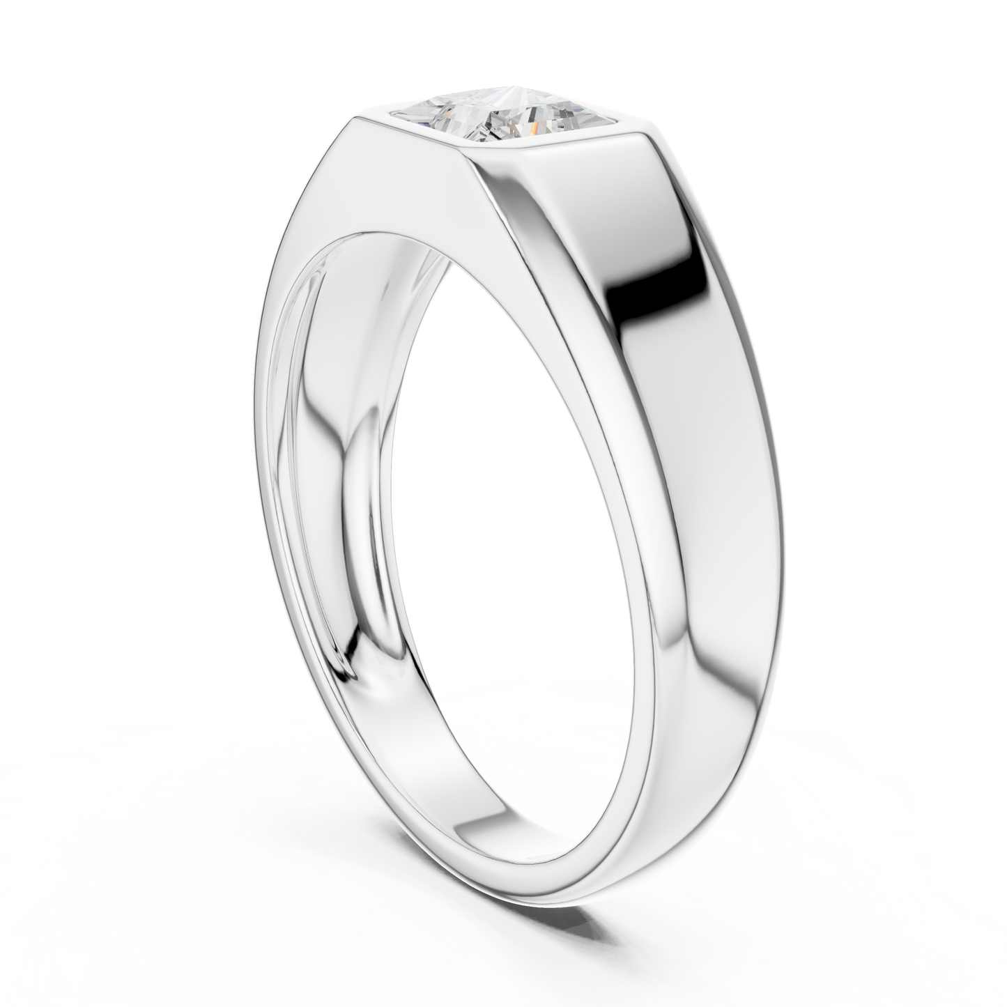 0.5ct Elegant Men's Princess-Cut Diamond Signet Ring in Yellow Gold