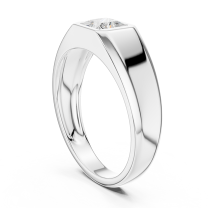 0.5ct Elegant Men's Princess-Cut Diamond Signet Ring in Yellow Gold