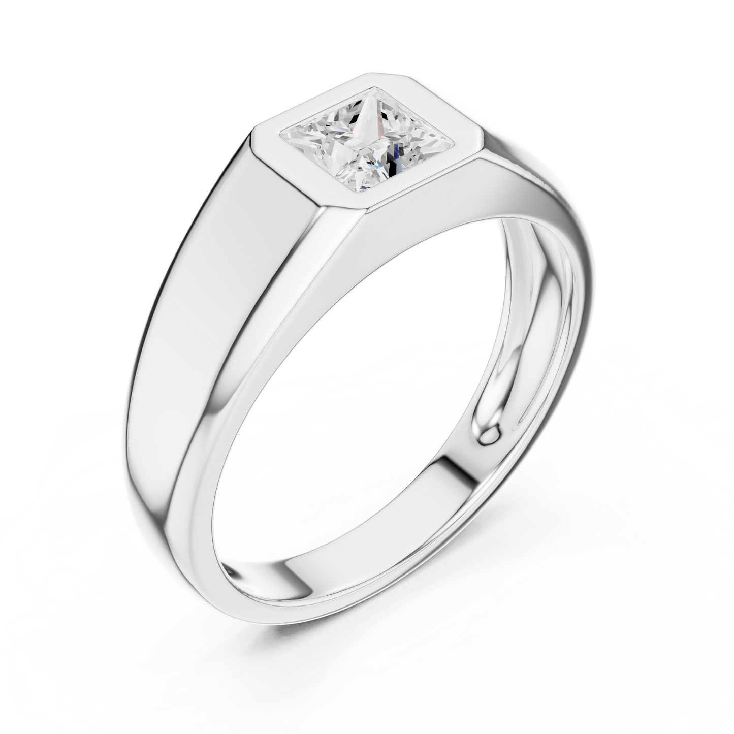 0.5ct Elegant Men's Princess-Cut Diamond Signet Ring in Yellow Gold