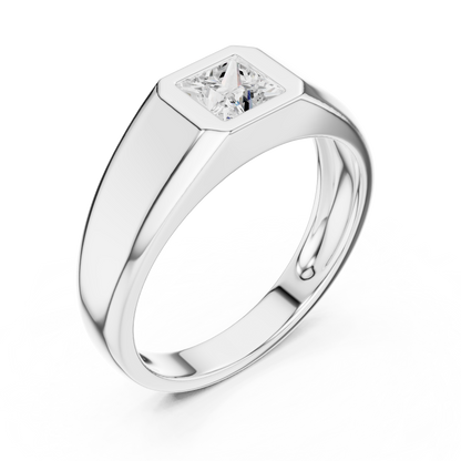 0.5ct Elegant Men's Princess-Cut Diamond Signet Ring in Yellow Gold