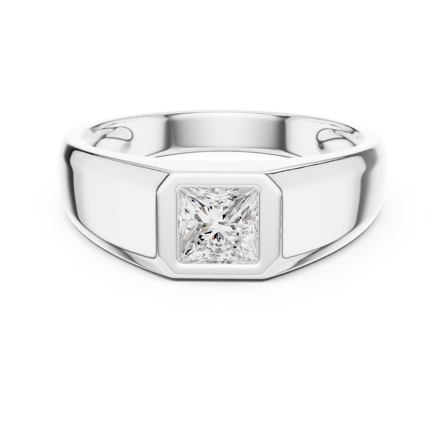 0.5ct Elegant Men's Princess-Cut Diamond Signet Ring in Yellow Gold