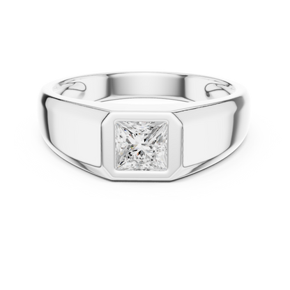 0.5ct Elegant Men's Princess-Cut Diamond Signet Ring in Yellow Gold