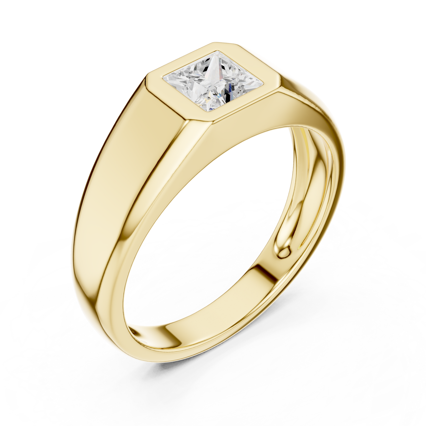 0.5ct Elegant Men's Princess-Cut Diamond Signet Ring in Yellow Gold
