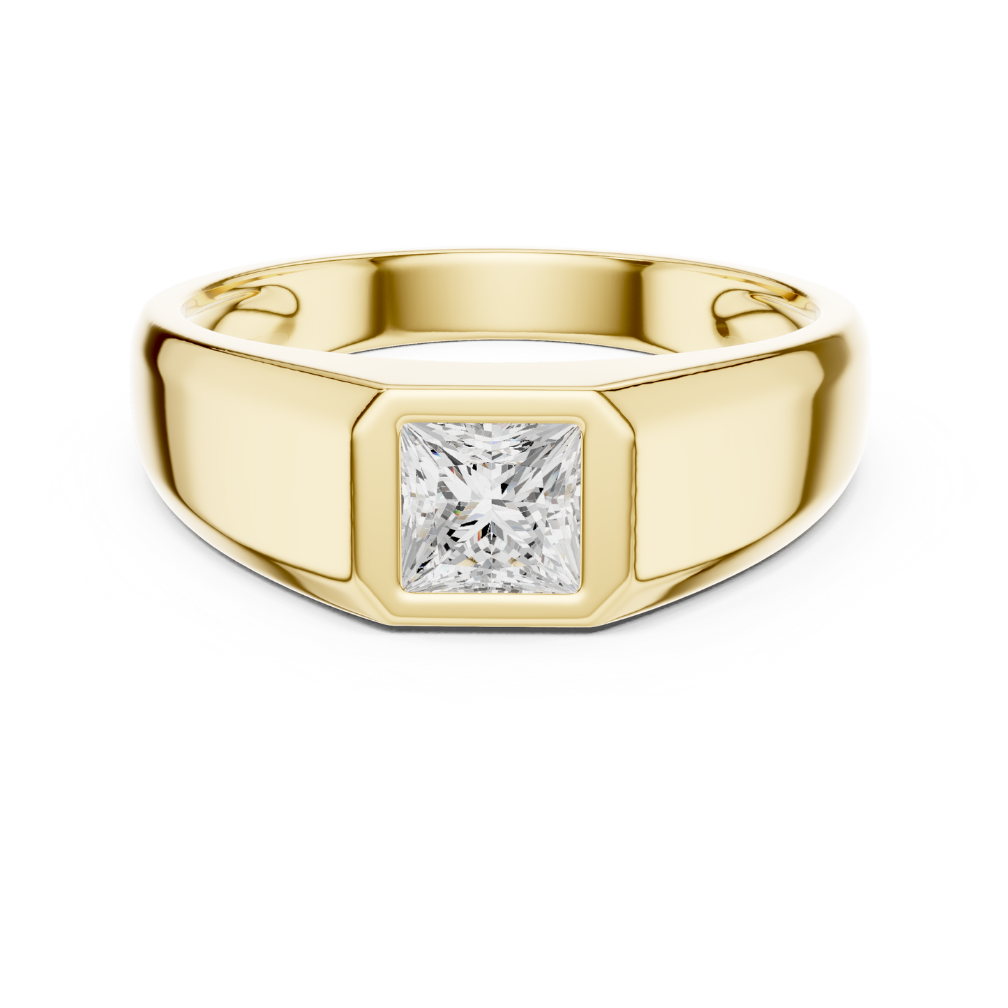 0.5ct Elegant Men's Princess-Cut Diamond Signet Ring in Yellow Gold