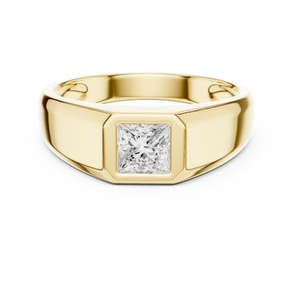 0.5ct Elegant Men's Princess-Cut Diamond Signet Ring in Yellow Gold