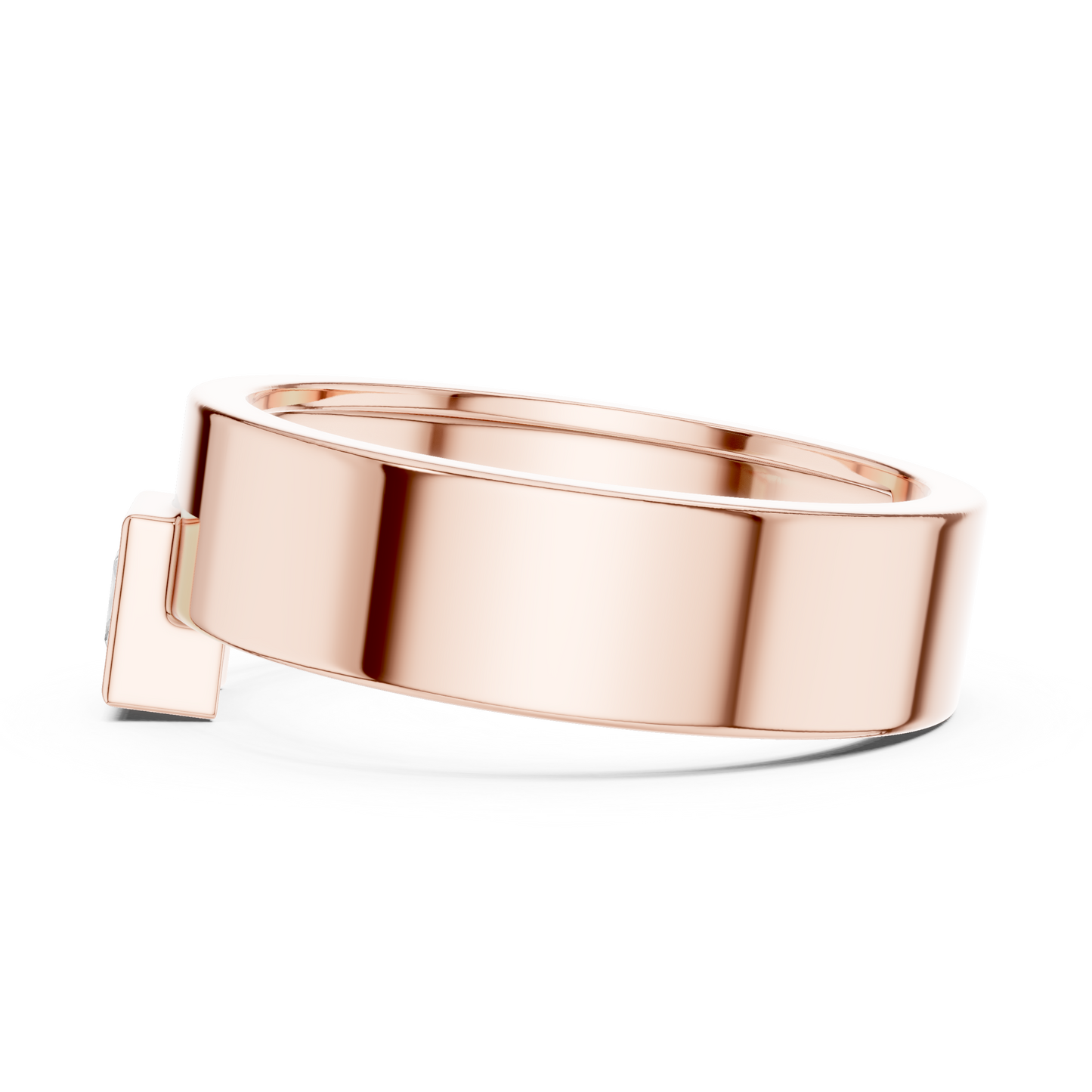 Yellow Gold Princess Cut Diamond Solitaire Band | 0.25CTW Dropped Bezel Minimalist Ring