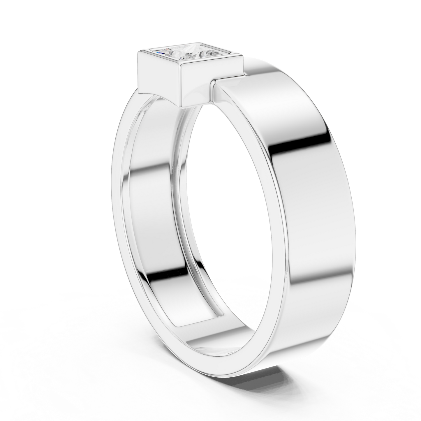 Yellow Gold Princess Cut Diamond Solitaire Band | 0.25CTW Dropped Bezel Minimalist Ring
