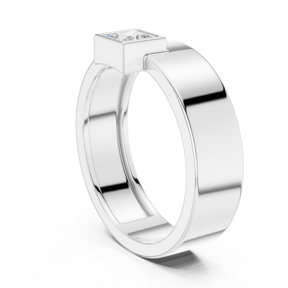 Yellow Gold Princess Cut Diamond Solitaire Band | 0.25CTW Dropped Bezel Minimalist Ring