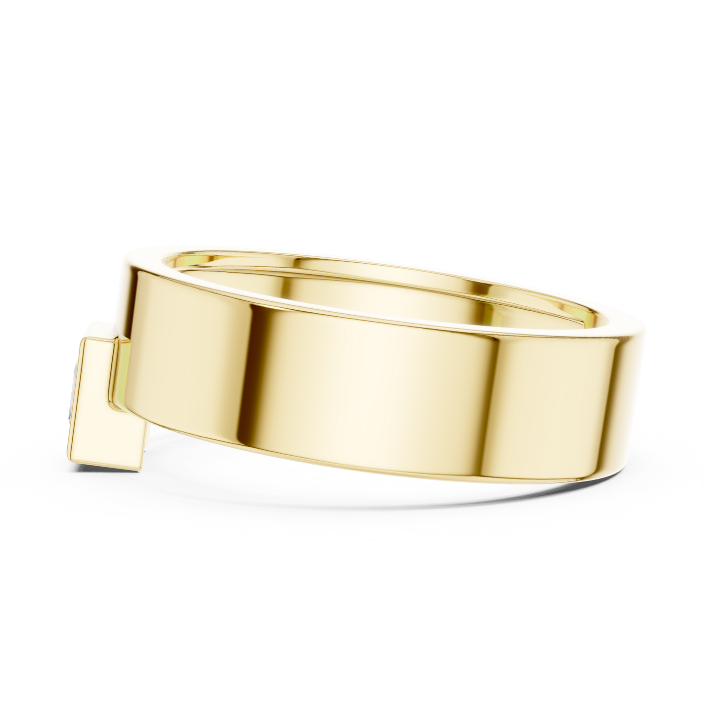 Yellow Gold Princess Cut Diamond Solitaire Band | 0.25CTW Dropped Bezel Minimalist Ring