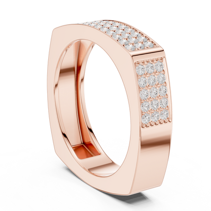 0.53ct Men's Geometric Square-Shank 3-Row Diamond Band in Yellow Gold