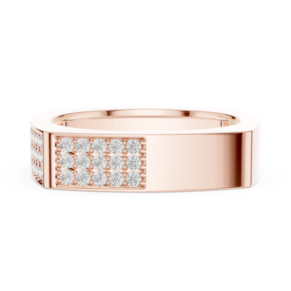 0.53ct Men's Geometric Square-Shank 3-Row Diamond Band in Yellow Gold