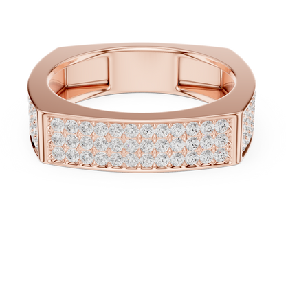 0.53ct Men's Geometric Square-Shank 3-Row Diamond Band in Yellow Gold