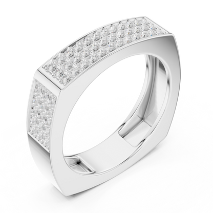 0.53ct Men's Geometric Square-Shank 3-Row Diamond Band in Yellow Gold
