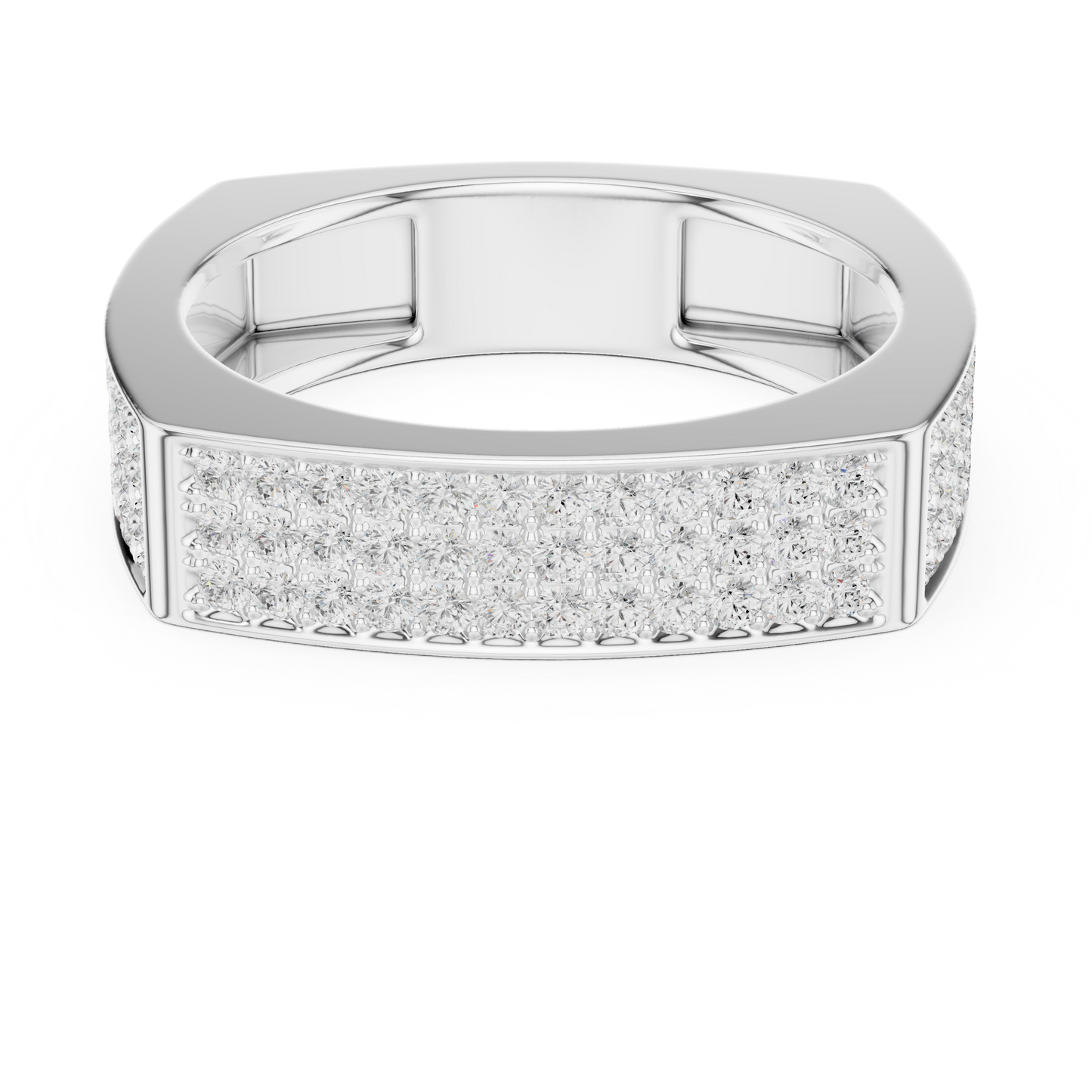 0.53ct Men's Geometric Square-Shank 3-Row Diamond Band in Yellow Gold