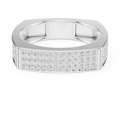 0.53ct Men's Geometric Square-Shank 3-Row Diamond Band in Yellow Gold