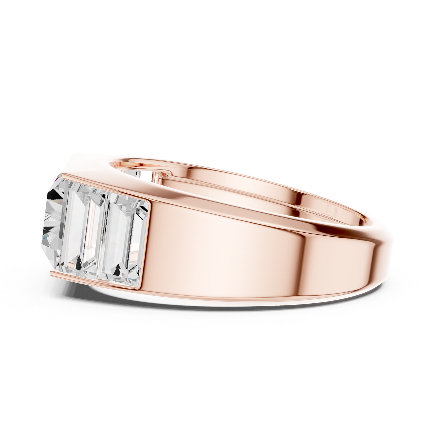 3.42ct Men's Baguette-Cut Diamond 3-Stone Band in Yellow Gold