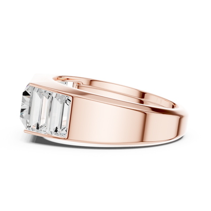 3.42ct Men's Baguette-Cut Diamond 3-Stone Band in Yellow Gold