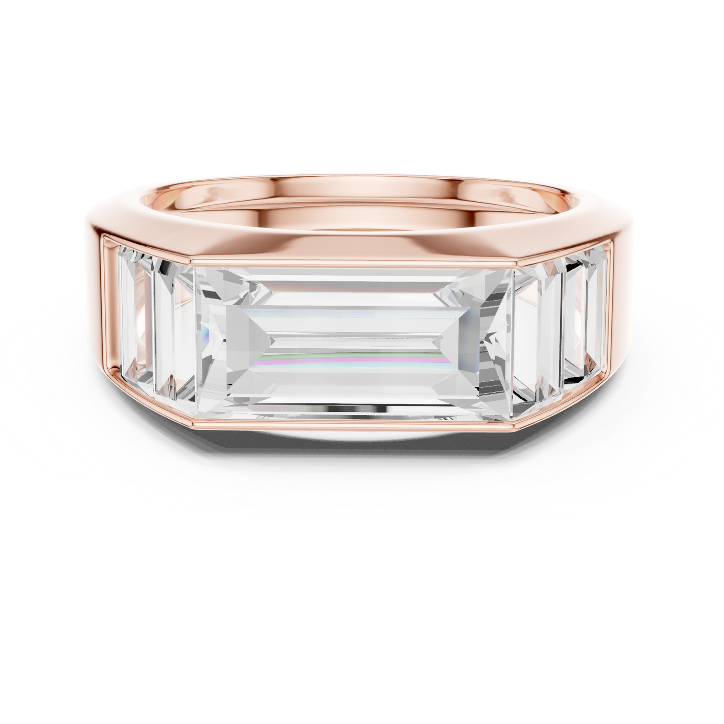 3.42ct Men's Baguette-Cut Diamond 3-Stone Band in Yellow Gold