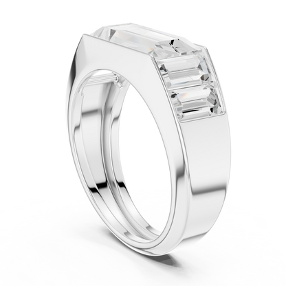 3.42ct Men's Baguette-Cut Diamond 3-Stone Band in Yellow Gold