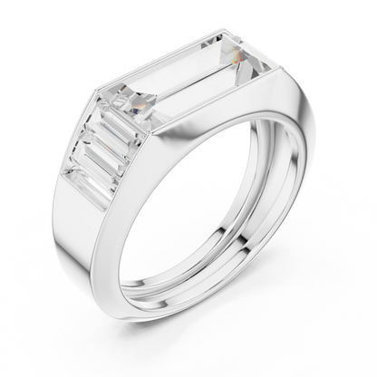 3.42ct Men's Baguette-Cut Diamond 3-Stone Band in Yellow Gold