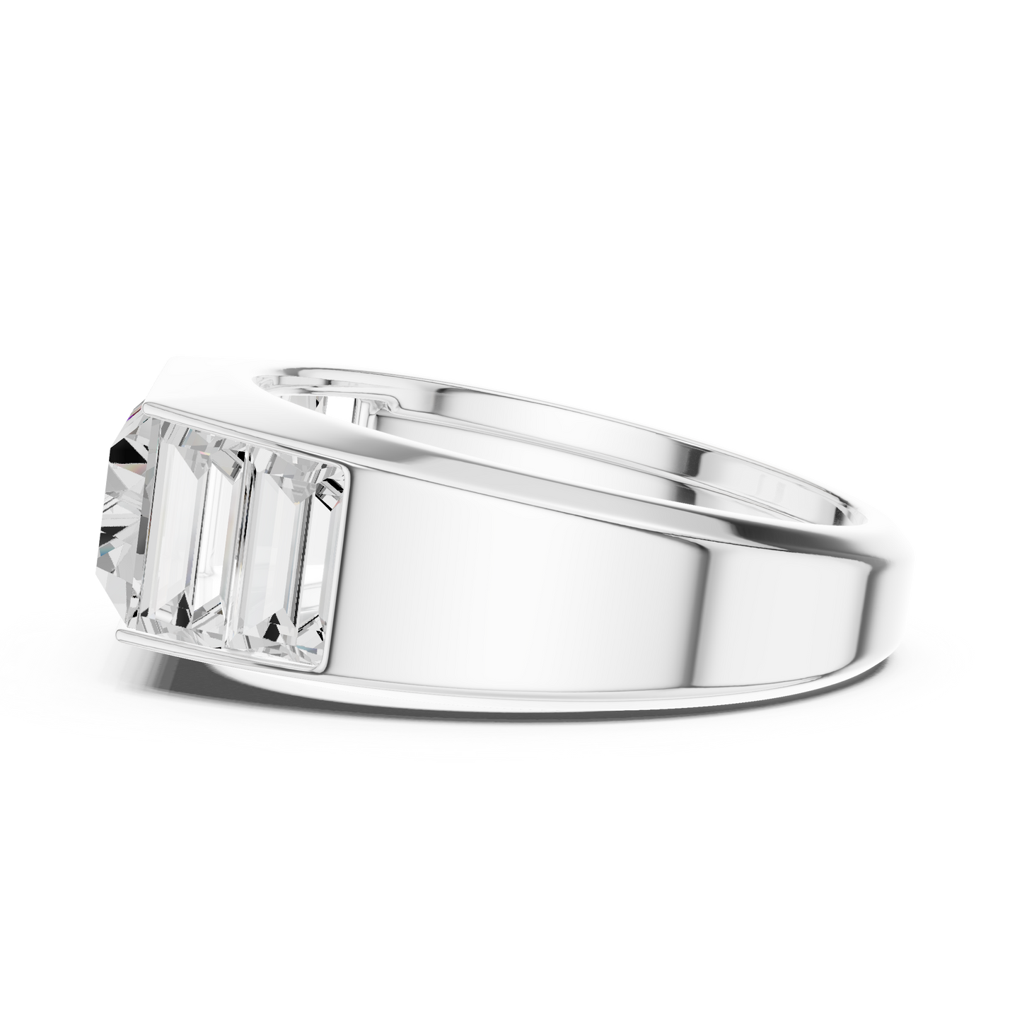 3.42ct Men's Baguette-Cut Diamond 3-Stone Band in Yellow Gold