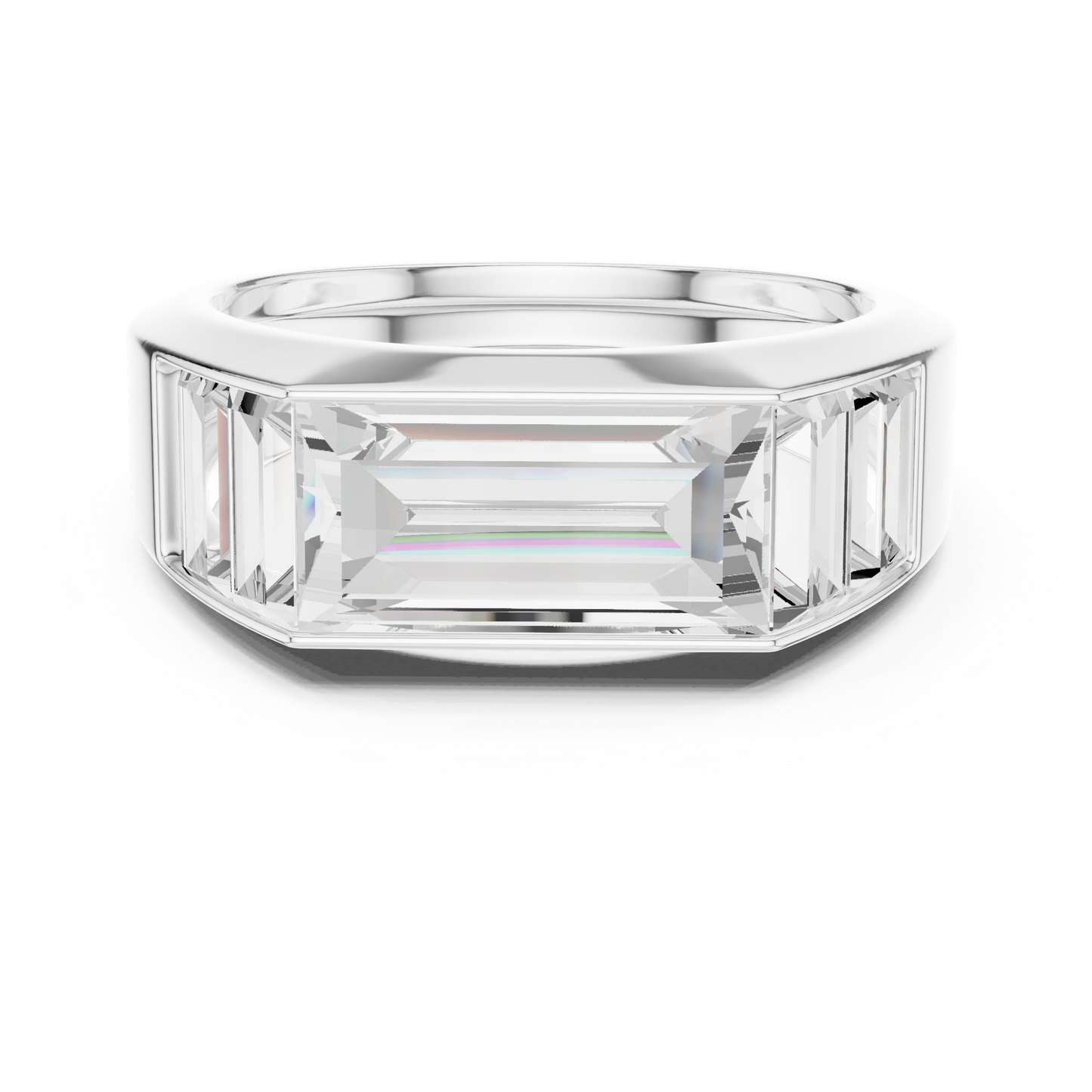 3.42ct Men's Baguette-Cut Diamond 3-Stone Band in Yellow Gold