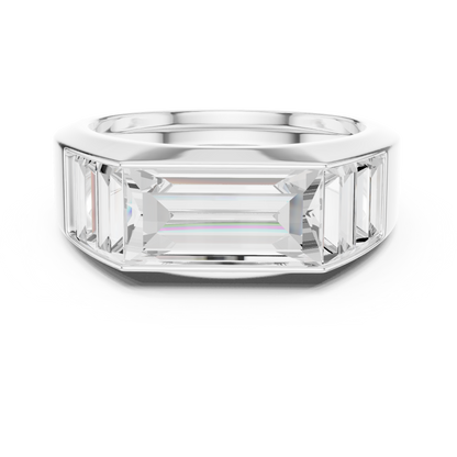 3.42ct Men's Baguette-Cut Diamond 3-Stone Band in Yellow Gold