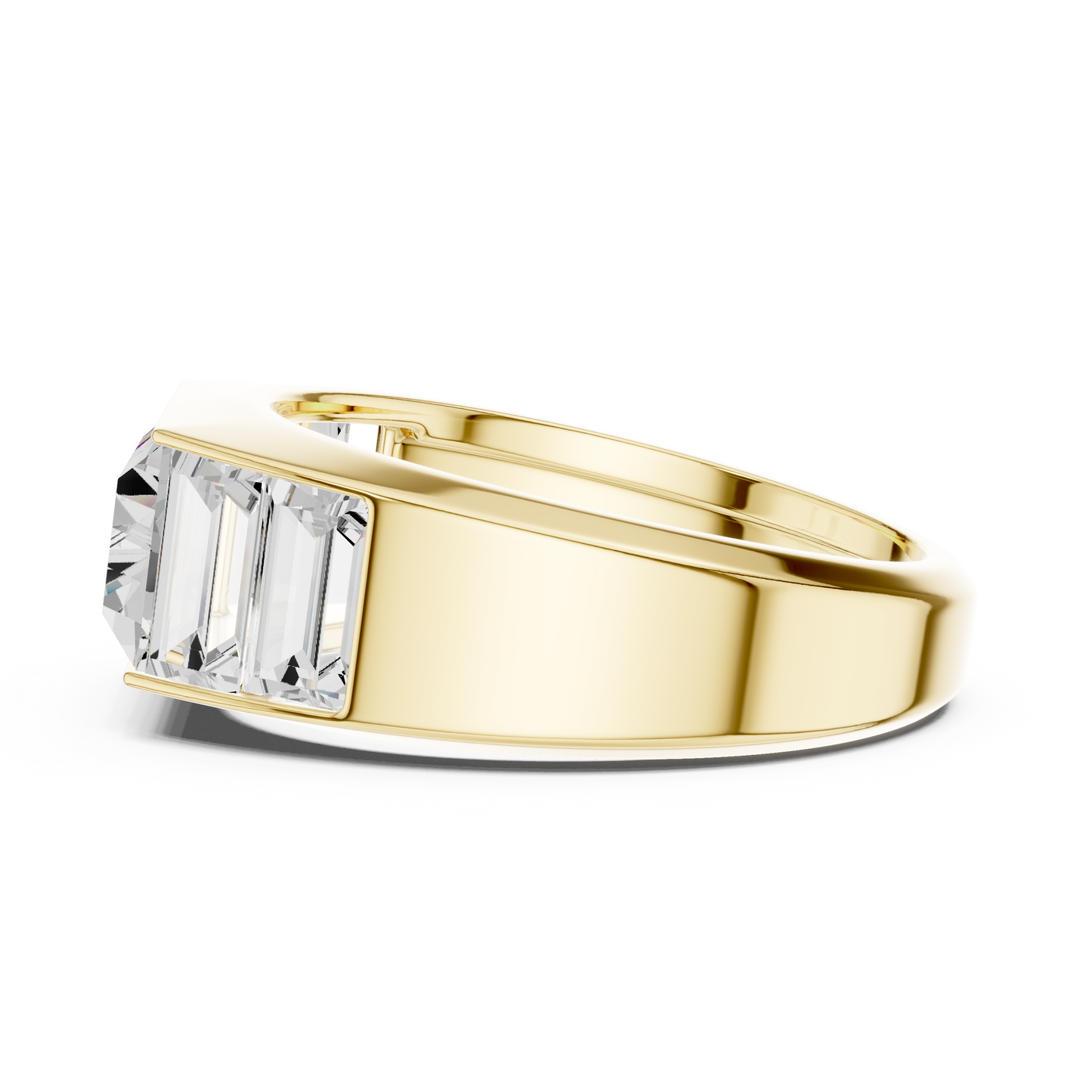 3.42ct Men's Baguette-Cut Diamond 3-Stone Band in Yellow Gold