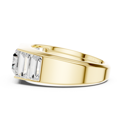 3.42ct Men's Baguette-Cut Diamond 3-Stone Band in Yellow Gold
